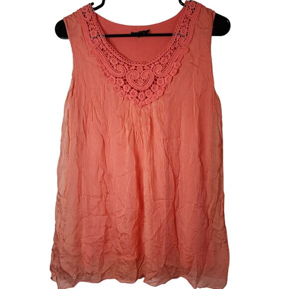 Carla Conti Tank Top Womens Small Made in Italy Peach Fairy Romcom Cottage Core - Picture 1 of 7